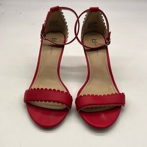 Boston Design Studio Red Heeled Shoes with Scalloped Trim size 7.5M